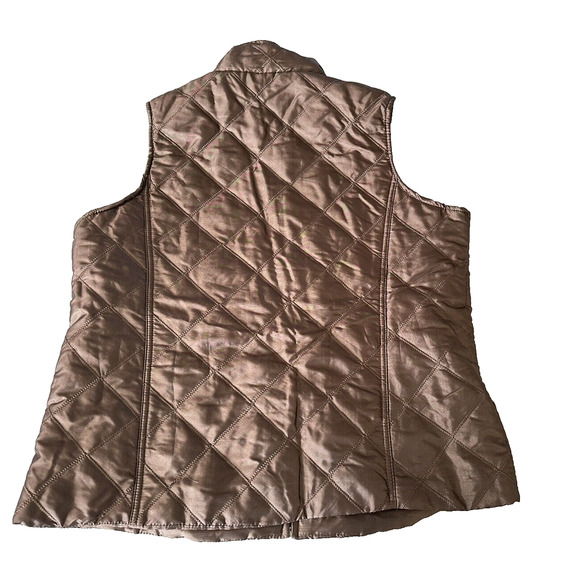 Jane Ashley Puffer Vest Jacket Rust Brown Size XL Full Zip Quilted - Picture 9 of 15